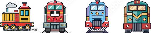 Train Engine Flat Illustration Railway, Locomotive, and Transportation Concept
