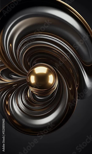 Metallic Sphere Abstract Background with Golden and Silver Texture