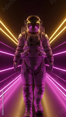 Person In Colorful Light Tunnel Abstract Background