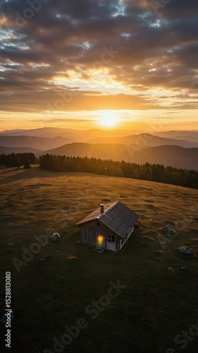 Rustic Cabin Sunrise Scenery Video