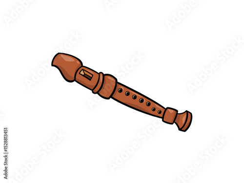 Cartoon Musical Woodwind Recorder Instrument for Educational Purposes and Fun