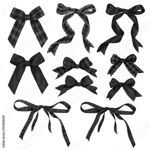 10 Ribbon elements watercolor digital painting.