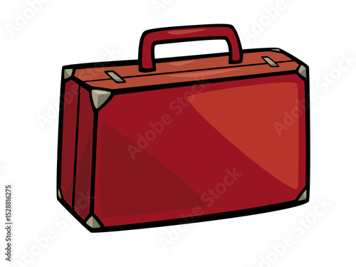 Red vintage suitcase illustration cartoon