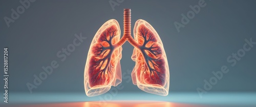 Human Lung Anatomy Illustration. Trachea, Bronchi, and Alveoli Visualization.