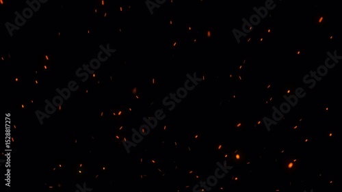 Floating fire flame sparks particles on transparent background video, alpha channel