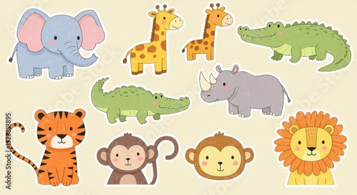 Cute Jungle Animals Illustration Set