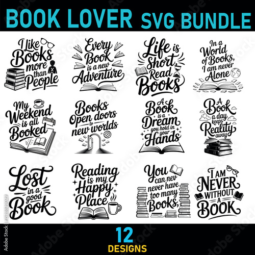 Book lover svg bundle design