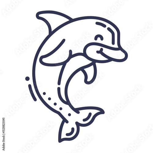 Dolphin icon for marine life projects, ocean conservation awareness, educational materials, and aquarium promotions