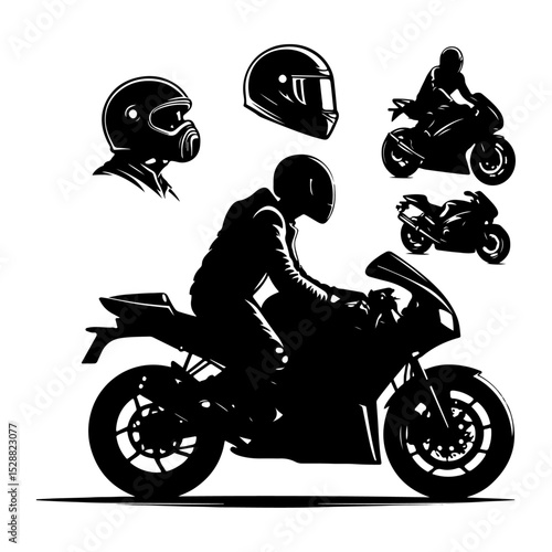 High Quality Motorcycle Rider Silhouette Vector