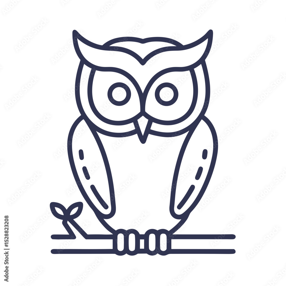 Fototapeta premium Wise owl icon for educational websites, academic institutions, bookstores, libraries, night wildlife conservation, and wisdom-themed designs