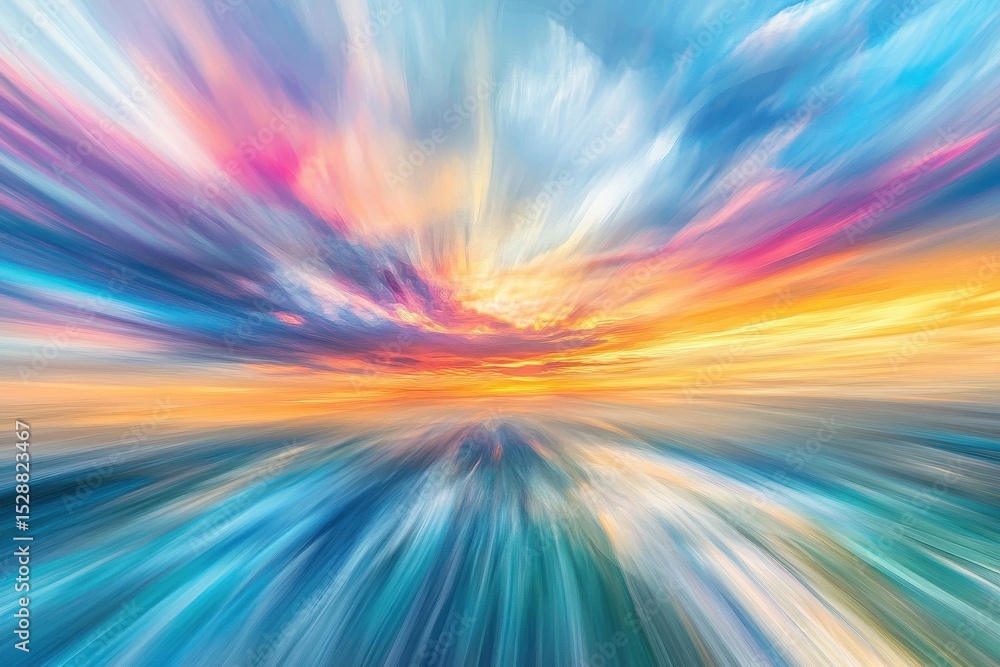 Naklejka premium Colorful sunrise timelapse reveals vibrant hues over an expansive landscape, Colorful sunrise timelapse over an open landscape Versatile background or backdrop