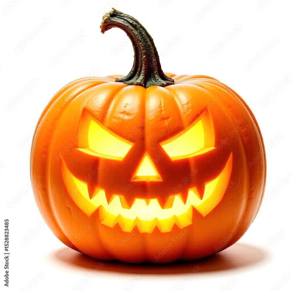 Spooky Halloween Pumpkin with Glowing Expressions and Carved Faces Spooky Halloween Pumpkin with Glowing Expressions and Carved Faces