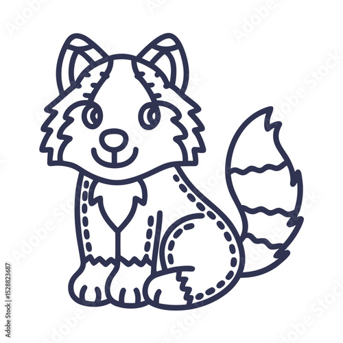 Toy wolf icon for wildlife education blogs, greeting cards, clipart, winter children’s design, stationery
