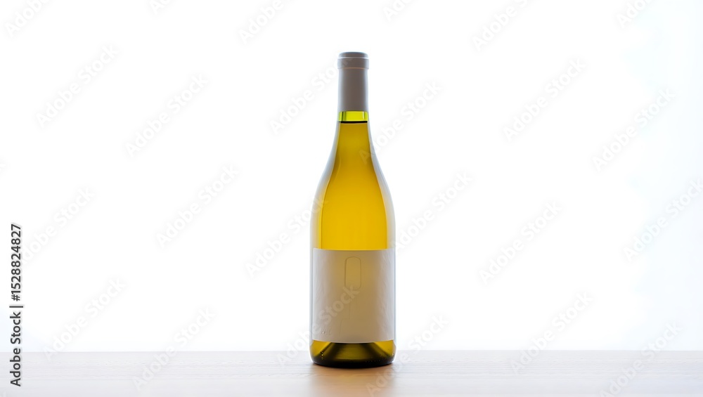 Fototapeta premium Crisp White Wine Bottle, Blank Label, Ready for Design