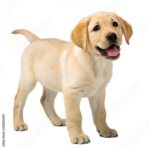 Cute and playful yellow lab puppy dog isolated on a transparent background