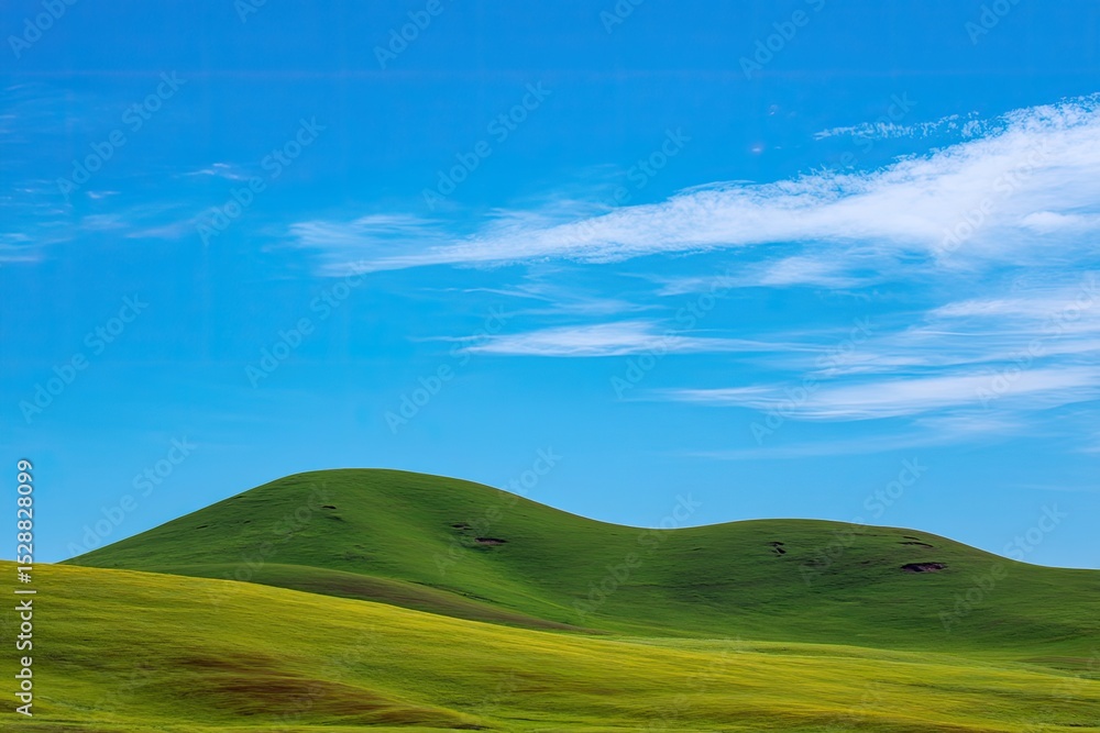 Fototapeta premium Peaceful Green Hills Under a Clear Blue Sky