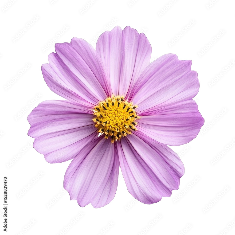 Vibrant cosmos flower isolated on a Transparent background showcasing delicate petals and bright center, Image lotus flower isolated on PNG background Vibrant cosmos flower isolated on a Transparent background showcasing delicate petals and bright center, Image lotus flower isolated on PNG background