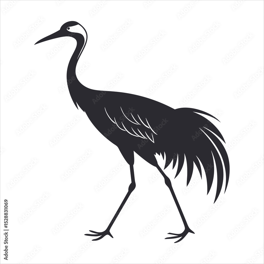 Obraz premium silhouette crane on white background