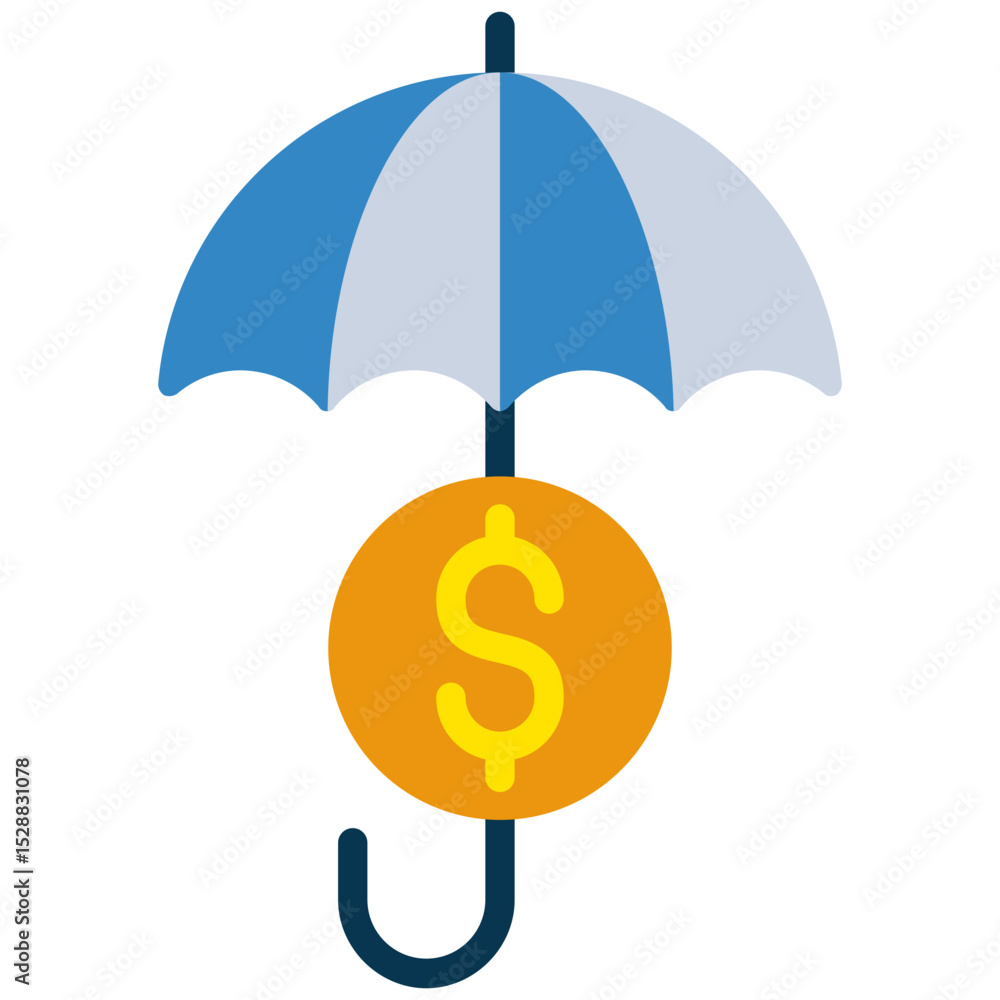 Umbrella Dollar Flat Icon, Insurance Flat Design Style Illistration Umbrella Dollar Flat Icon, Insurance Flat Design Style Illistration