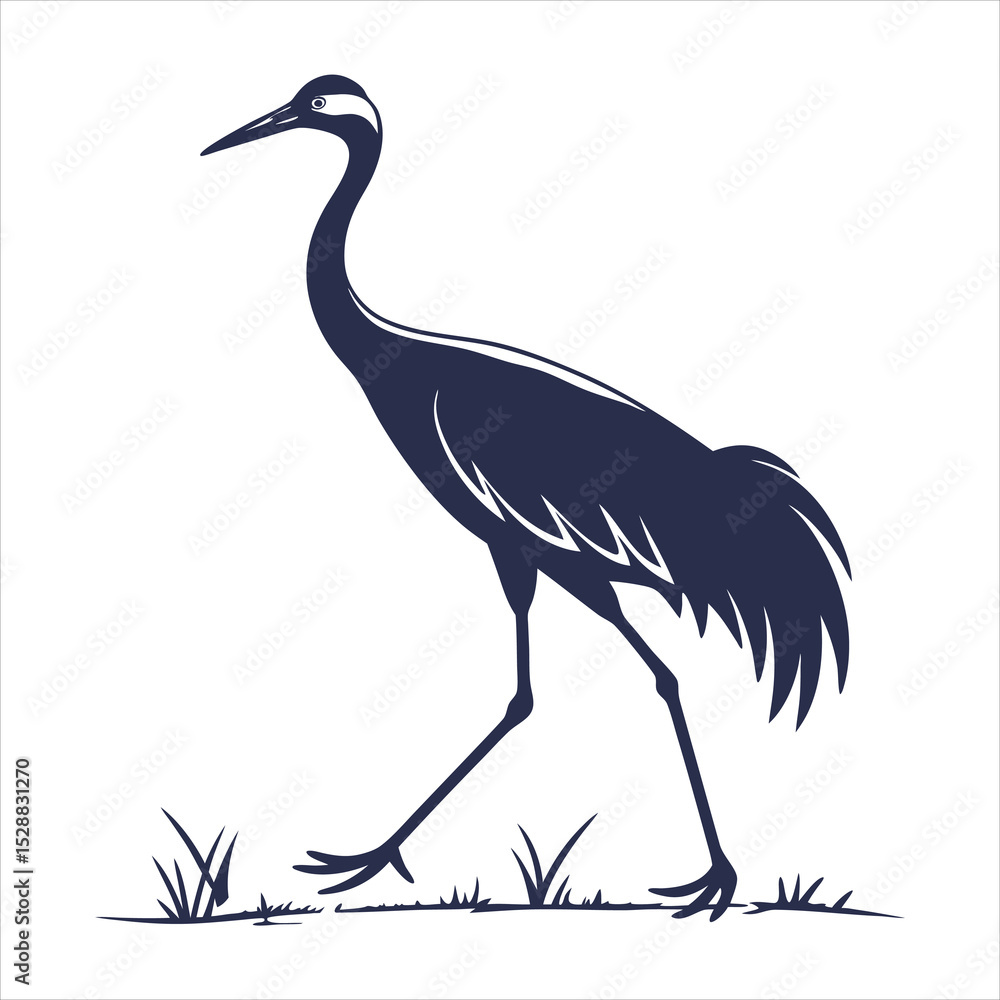 Obraz premium silhouette crane on white background