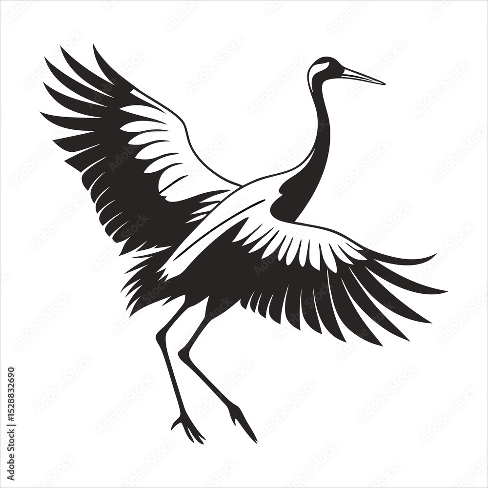 Obraz premium silhouette crane on white background