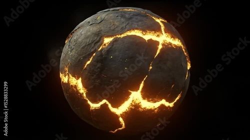 Glowing Lava Stone Sphere Set on a Dark Background for Game Development Asset
