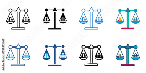 Supply and demand icon set multiple style collection 