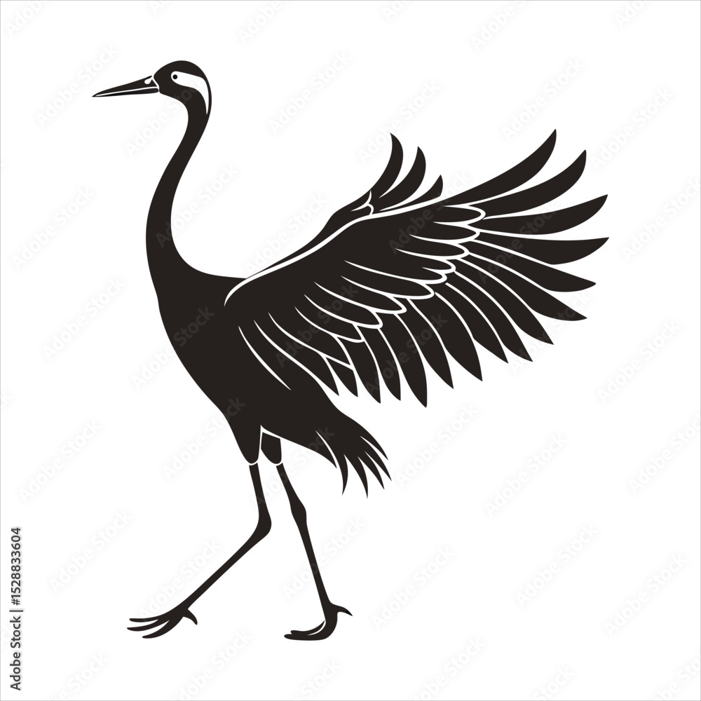 Fototapeta premium silhouette crane on white background