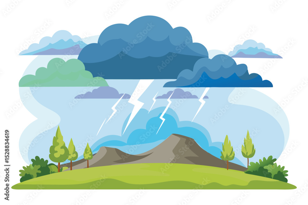 Fototapeta premium Thunderstorm landscape