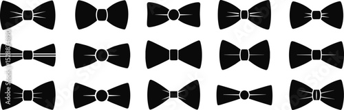  Collection of Elegant Bow Tie Silhouettes: Stylish Neckwear Designs, Perfect for Formal Events, Fashion, Gentlemen's Attire, and Celebration Graphics