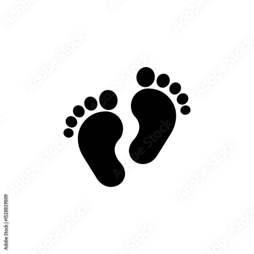 Vector footprints, adult footprints and baby footprints on white background. Vector Illustration.	
