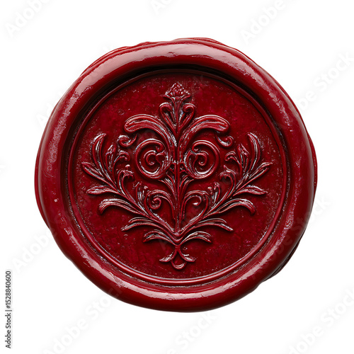 detailed red wax seal featuring an ornate decorat png
