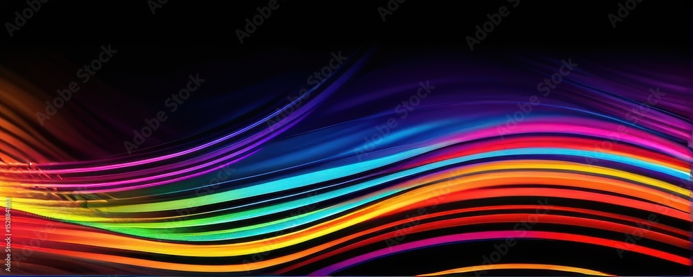 Fototapeta premium Dynamic Rainbow Pixel Waves on Black Background