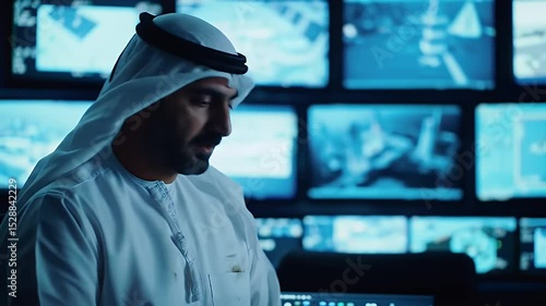 UAE Man Working in a Modern Control Room