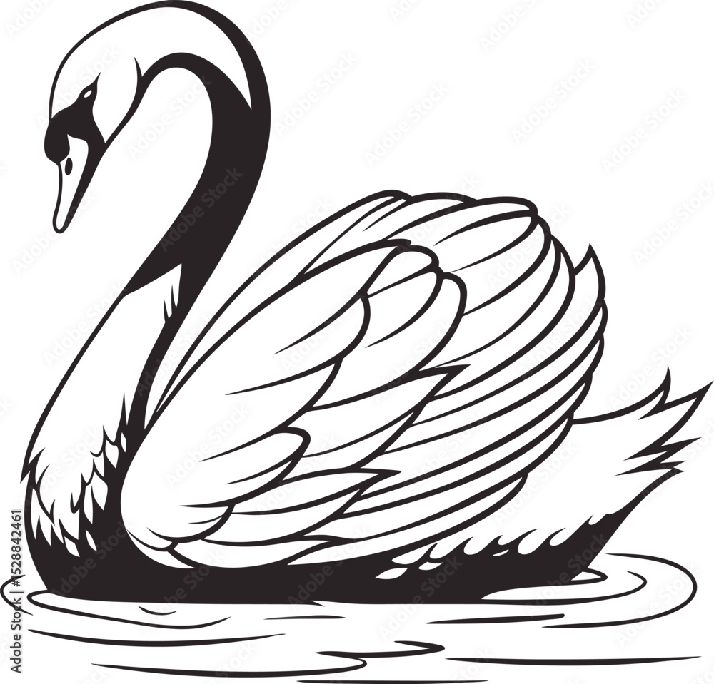 Fototapeta premium silhouette swan on white background