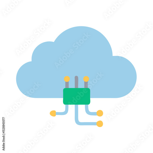 Smart Grid Controller with Cloud Icon illustration Cutout