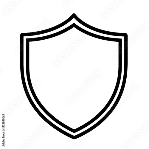 Minimalist line art cybersecurity shield icon representing protection and security