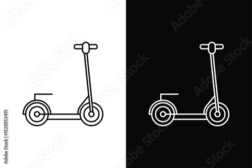 Segway Line Art Vector. Minimal Scooter Illustration in Black and White