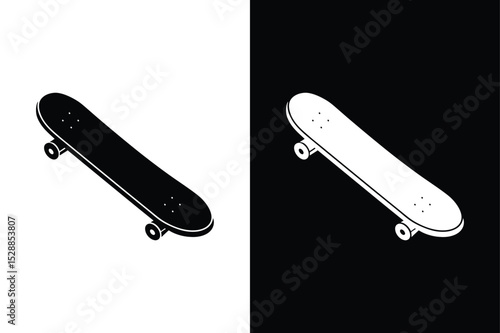 Black Skateboard Silhouette. Clean Vector Illustration Icon