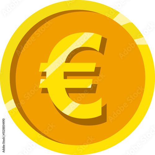 Golden euro coin isolated coin icon. Vector illustration