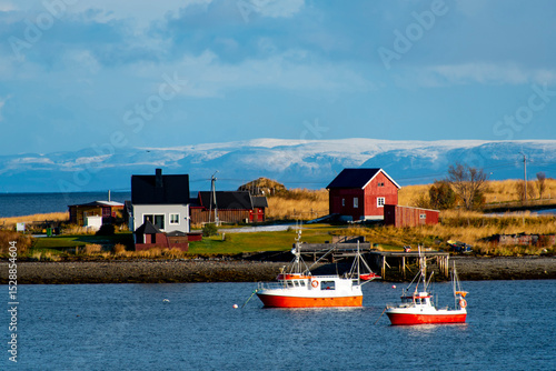 Tableau sur toile Russenes Settlement in Porsanger Fjord - Norway