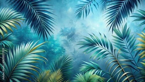 Serene Tropical Paradise Lush Foliage and Misty Atmosphere, a Vibrant Display of Nature's Beauty