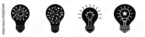 Artistic idea representation with glowing filament and shining bulb outline