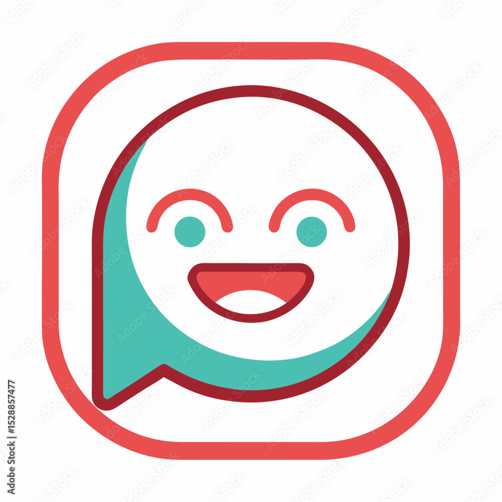 Chat icon stroke with smiley face inside Chat icon stroke with smiley face inside