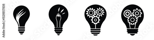 Creative spark inside a bulb silhouette symbolizing bright innovative thinking