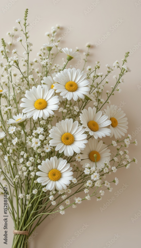 Fototapeta premium Dreaming of daisies and dancing baby's breath creating a serene floral embrace in spring