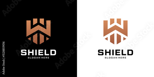 Strong shield logo design. Simple protect secure logo vector illustration.