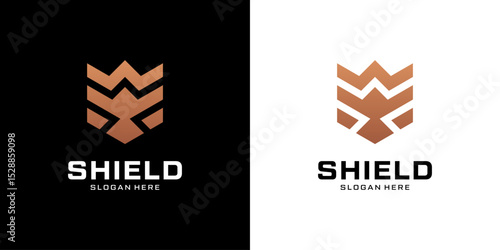 Strong shield logo design. Simple protect secure logo vector illustration.