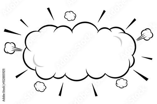 アメコミ風の長めの雲フレームイラスト