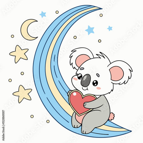 Photography Happy Koala Starry night SVG (holding a heart)